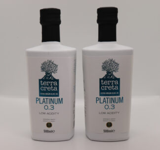 2 x 500ML Terra Creta Platinum Low 0.3 Gourmet Ekstra. Jomfruolivenolie - Koldpresset  [17gr.] - Første presning -  Se mere....