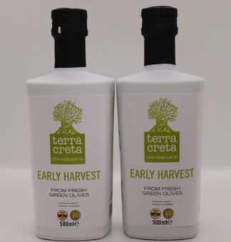 2 X 500ML Terra Creta Early Harvest - Gourmet Ekstra Jomfruolivenolie - Koldpresset [17gr.] - Første presning - Se mere....